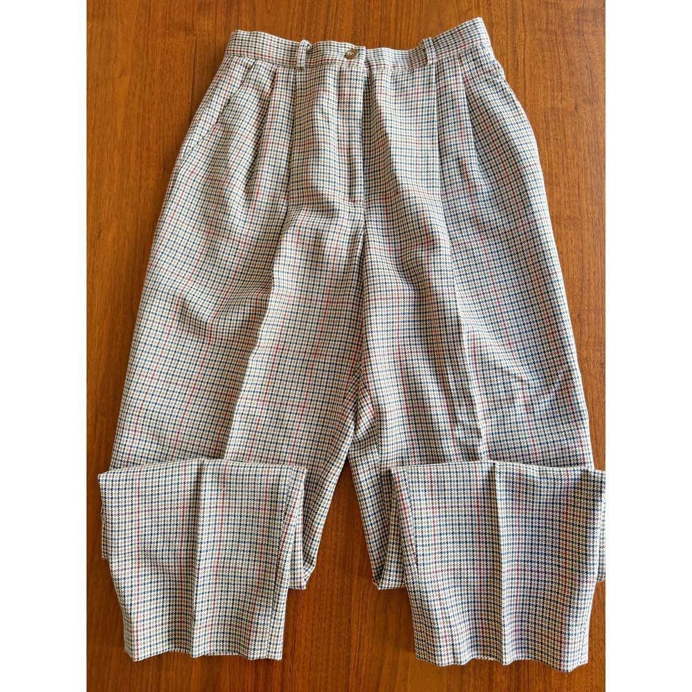 Vintage Charter Club Women's Wool High Rise Pleated Houndstooth Pants - Size 8P